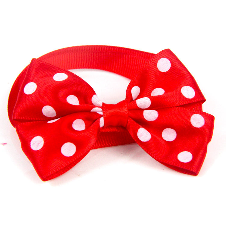 Polka Dot Bow Webbing Pet Accessories-9