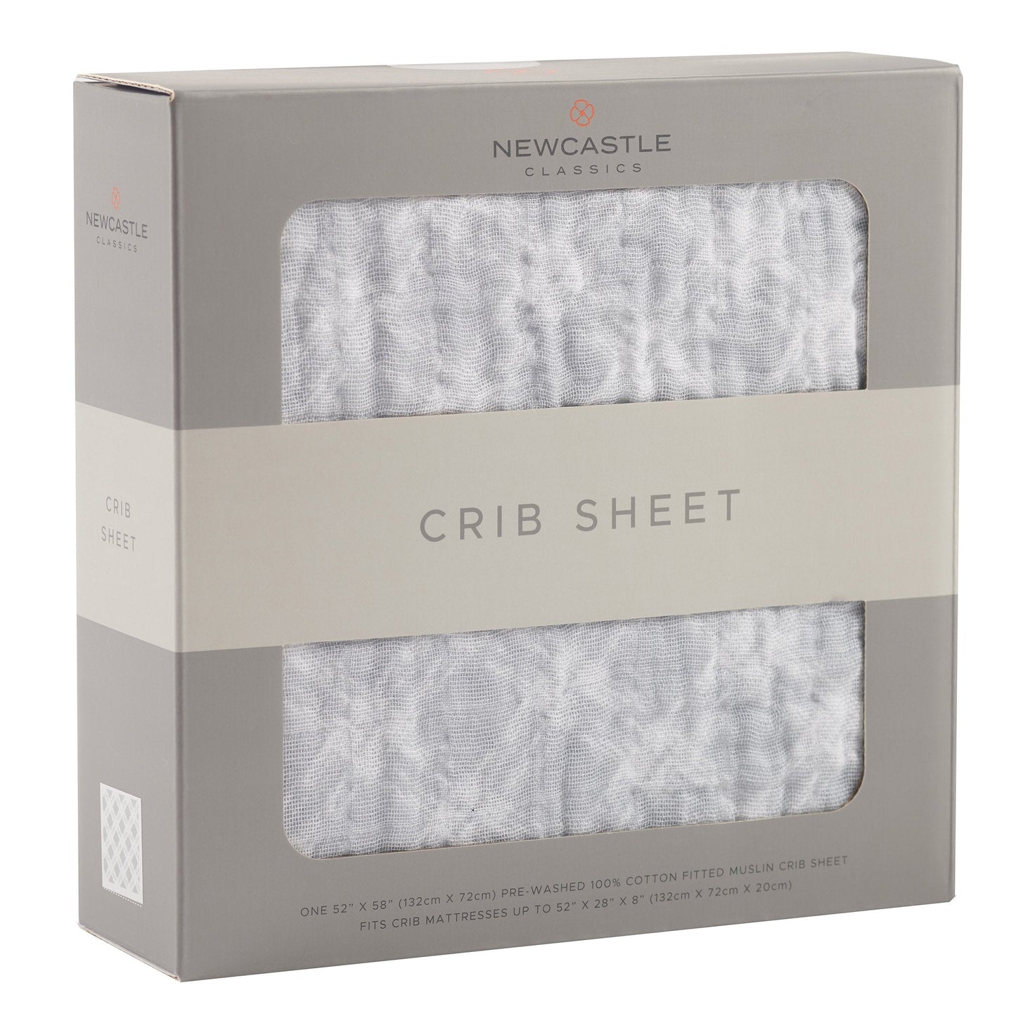 Glacier Grey Plaid Cotton Muslin Crib Sheet-2