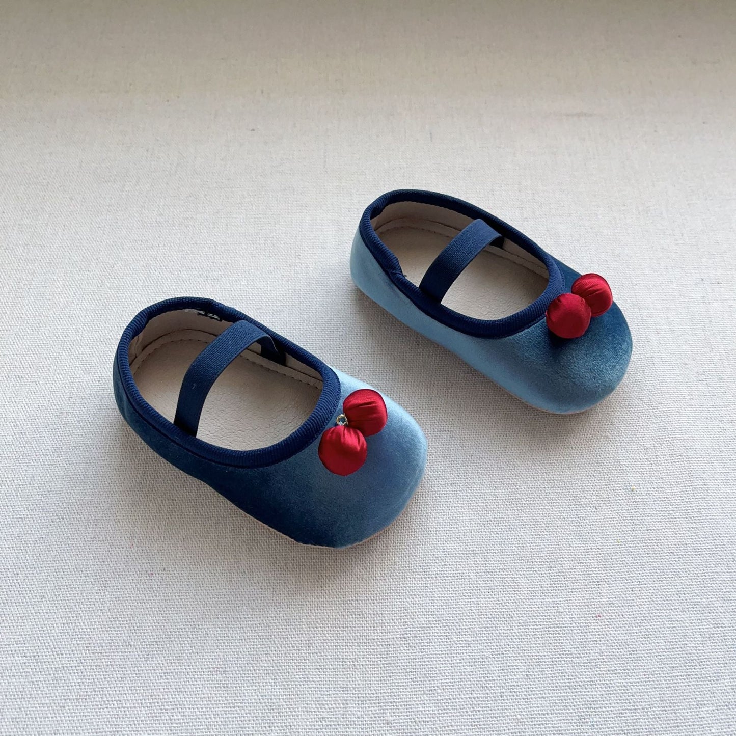 Autumn Baby Girl Vintage Design Double-Cherry Attached Toddler Soft-Sole Anti-slip Walking Shoes-4