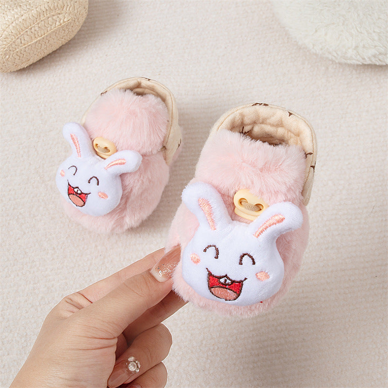 Winter Arrival Baby Animals Cartoon Pattern Anti-slip Fleece-lined Toddler Cotton Shoes-9