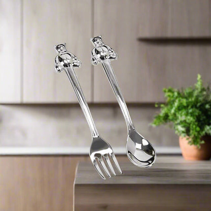 Teddy Bear Handle Baby Spoon & Fork Set-0