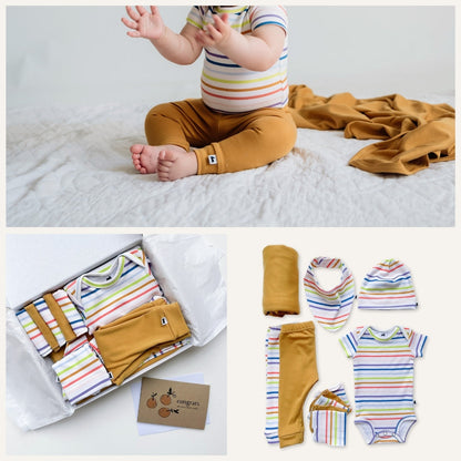 Bamboo Baby Capsule Gift Box - Rainbow Stripe & Sunflower-0