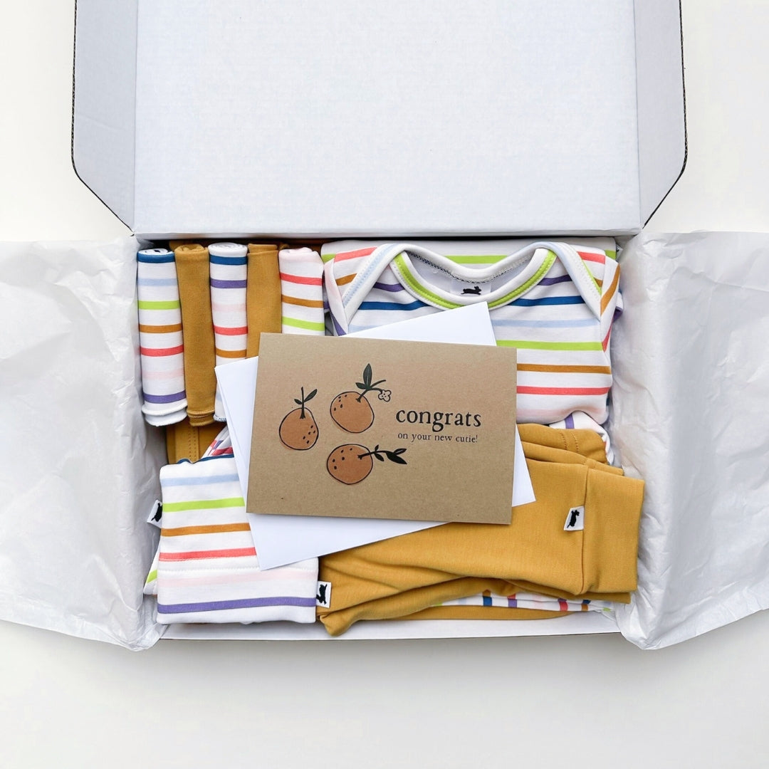 Bamboo Baby Capsule Gift Box - Rainbow Stripe & Sunflower-5