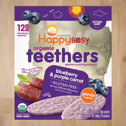 Happy Baby Teethers Teething Wafers Blueberry & Purple Carrot (6x1.7 OZ)-0