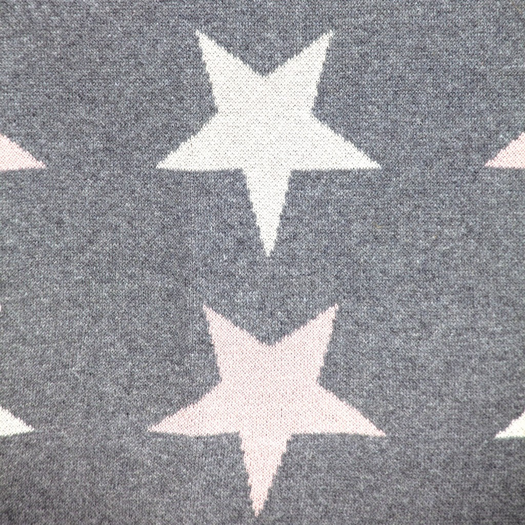 Grey Ivory And Pink Stars Knitted Baby Blanket-8