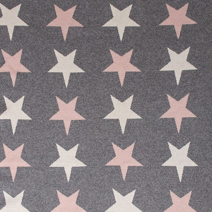 Grey Ivory And Pink Stars Knitted Baby Blanket-4