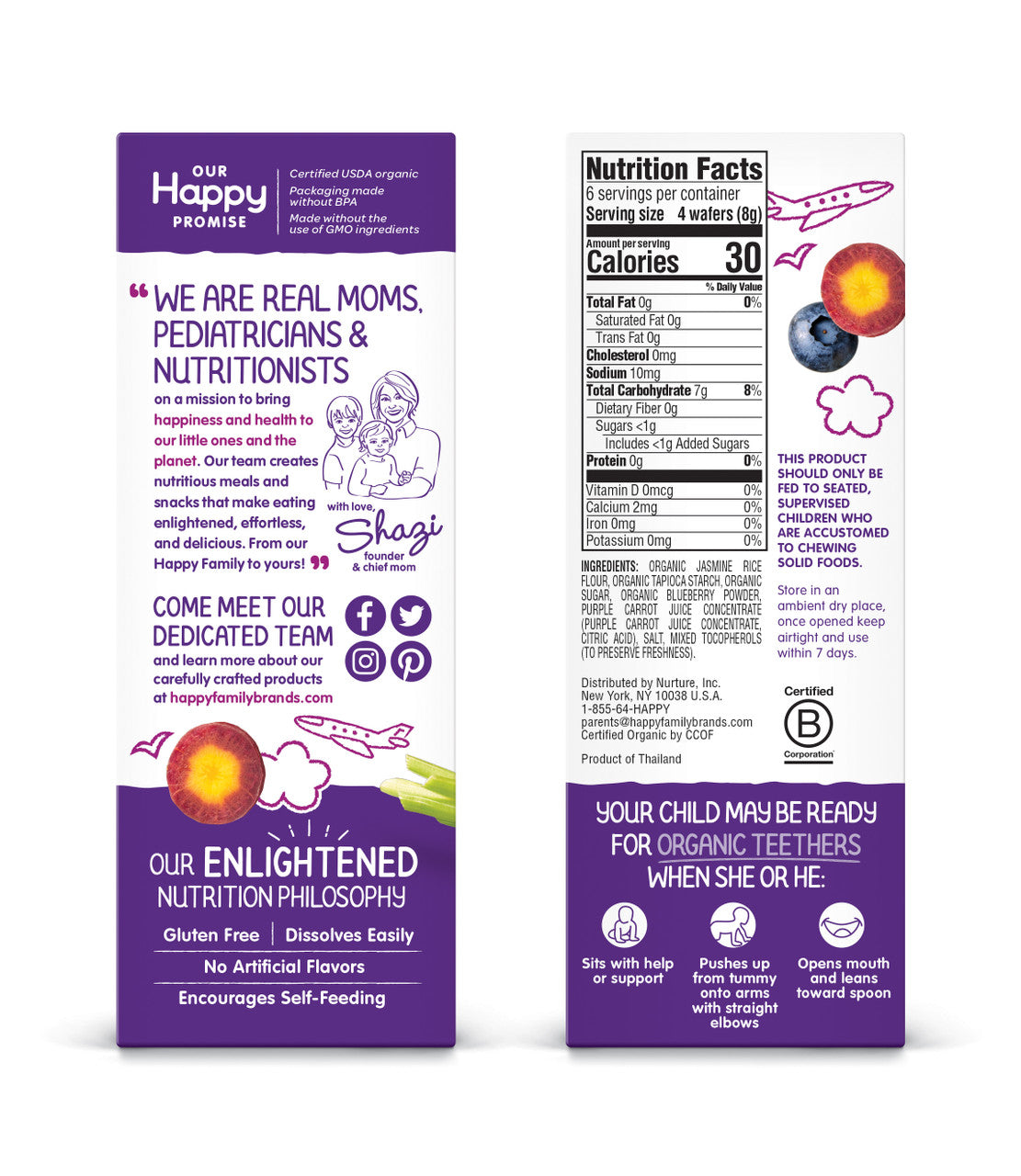 Happy Baby Teethers Teething Wafers Blueberry & Purple Carrot (6x1.7 OZ)-1