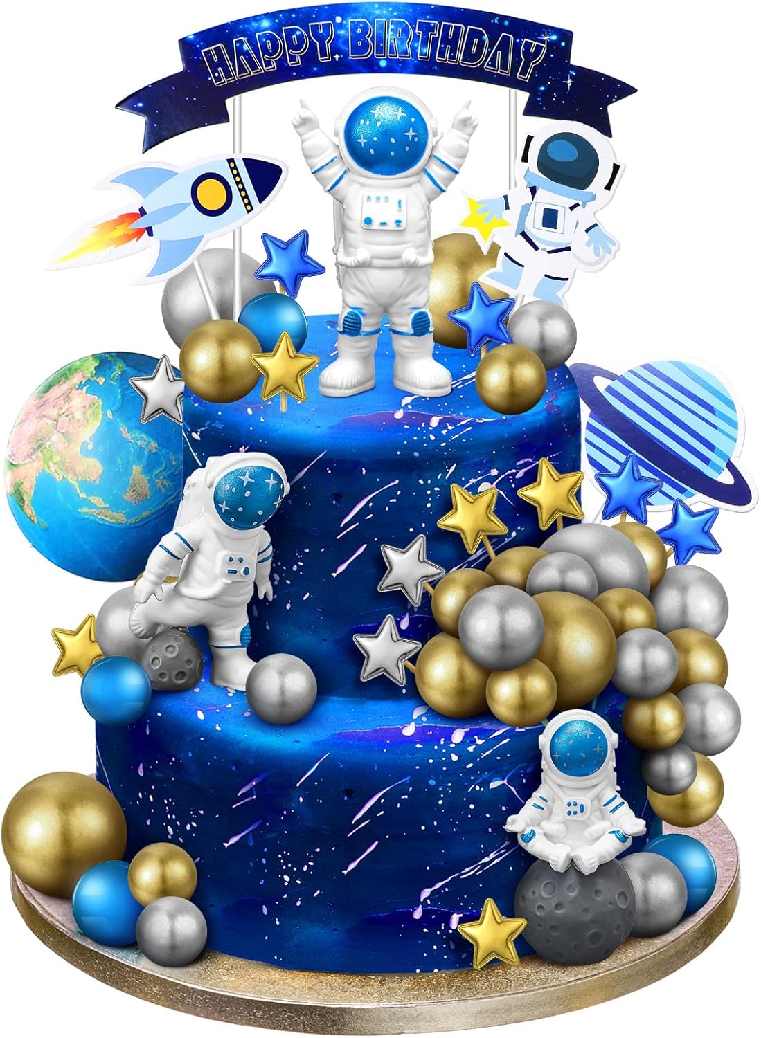 Astronaut Space Theme Birthday Party Cake Decoration
