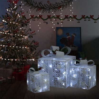 vidaXL Christmas Gift Boxes 3 Pcs Decorative Xmas Gift Box with LED Lights-1