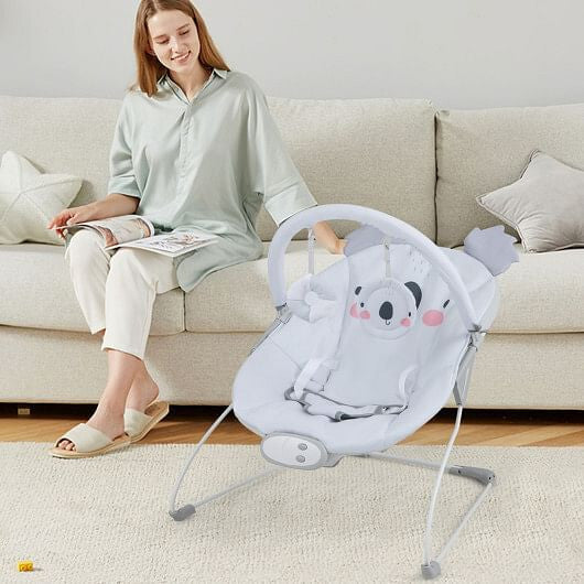 Portable Baby Bouncer Infant Rocker Seat with Detachable Toy Bar-Gray-0