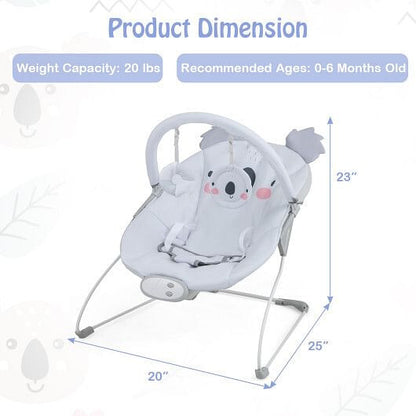Portable Baby Bouncer Infant Rocker Seat with Detachable Toy Bar-Gray-3