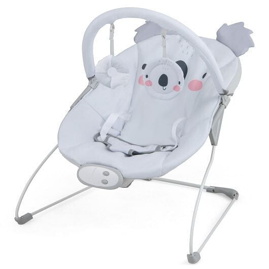 Portable Baby Bouncer Infant Rocker Seat with Detachable Toy Bar-Gray-4