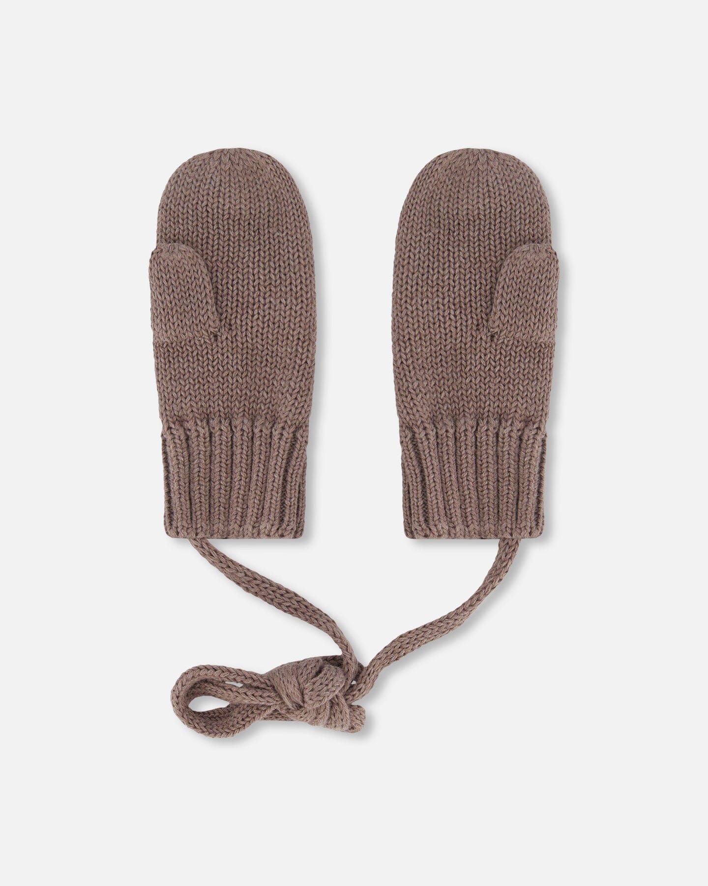 Baby Knit Mittens With String Taupe-1