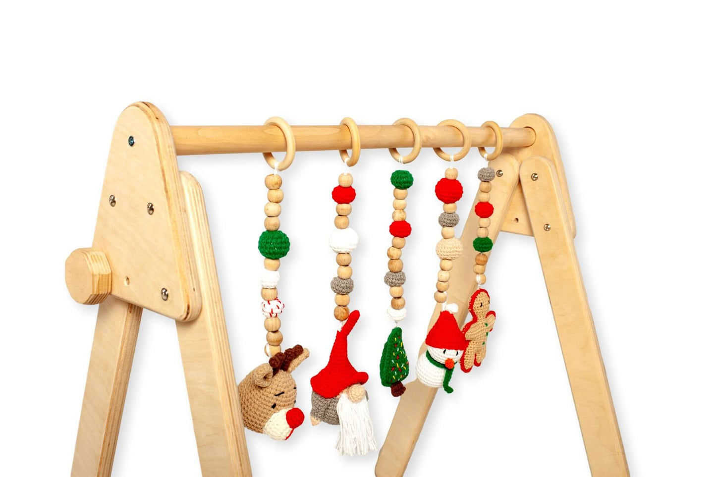 Montessori Baby Gym & Hanging Toys Set | Wooden Play Gym for Babies-6