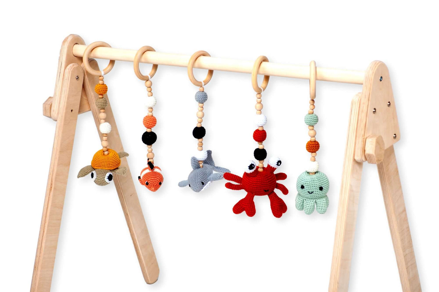 Montessori Baby Gym & Hanging Toys Set | Wooden Play Gym for Babies-1
