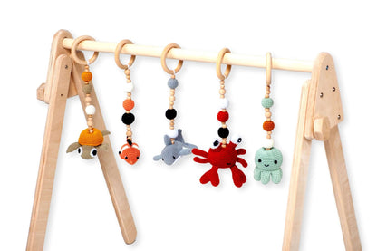 Montessori Baby Gym & Hanging Toys Set | Wooden Play Gym for Babies-1