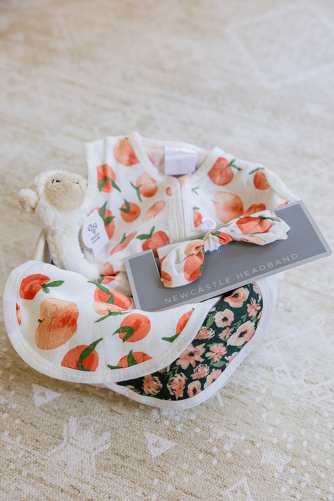Welcome Baby Girl - Peaches & Lamb Gift Basket-2