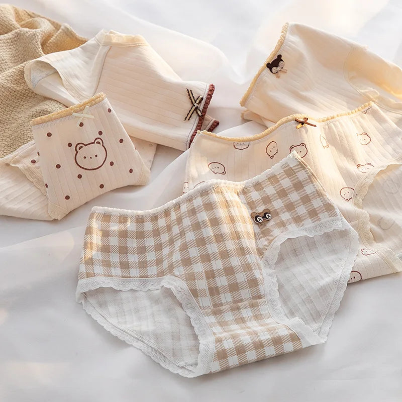 5Pcs/set Mid Waist Intimates Underpants
