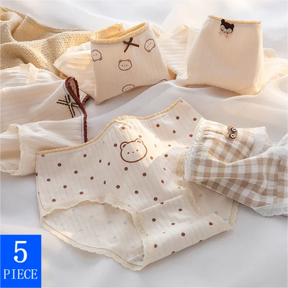 5Pcs/set Mid Waist Intimates Underpants