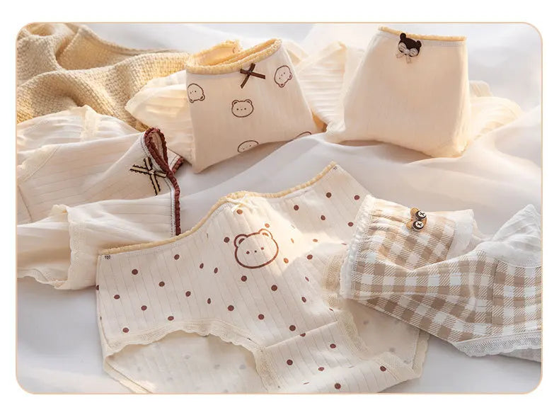 5Pcs/set Mid Waist Intimates Underpants