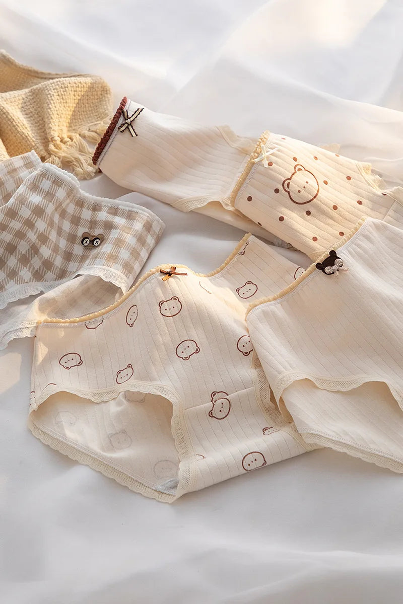 5Pcs/set Mid Waist Intimates Underpants