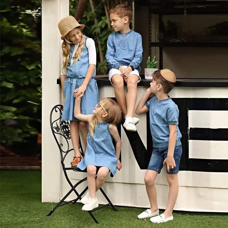 Summer Kid's T-Shirt Top Romper Skirt Set