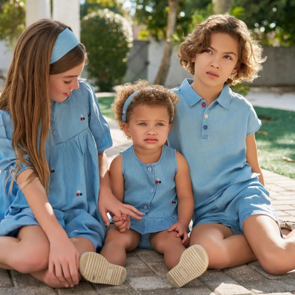 Embroidered Denim Boys Girls Familly Match Clothes