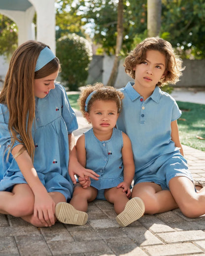 Embroidered Denim Boys Girls Familly Match Clothes