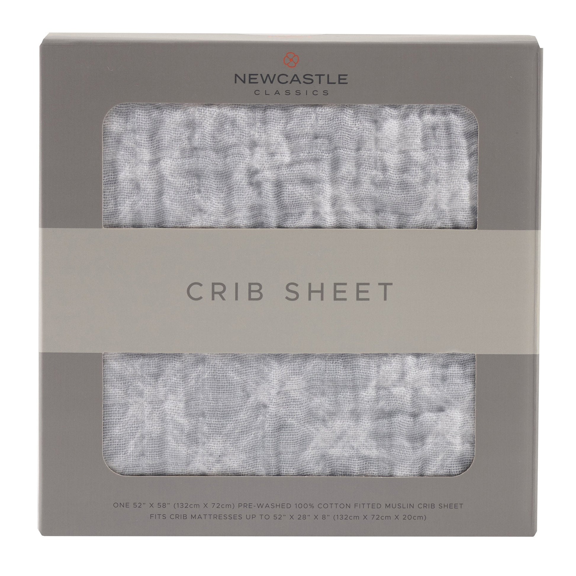 Glacier Grey Plaid Cotton Muslin Crib Sheet-0
