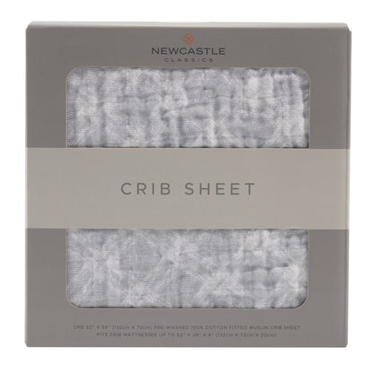 Glacier Grey Plaid Cotton Muslin Crib Sheet-0