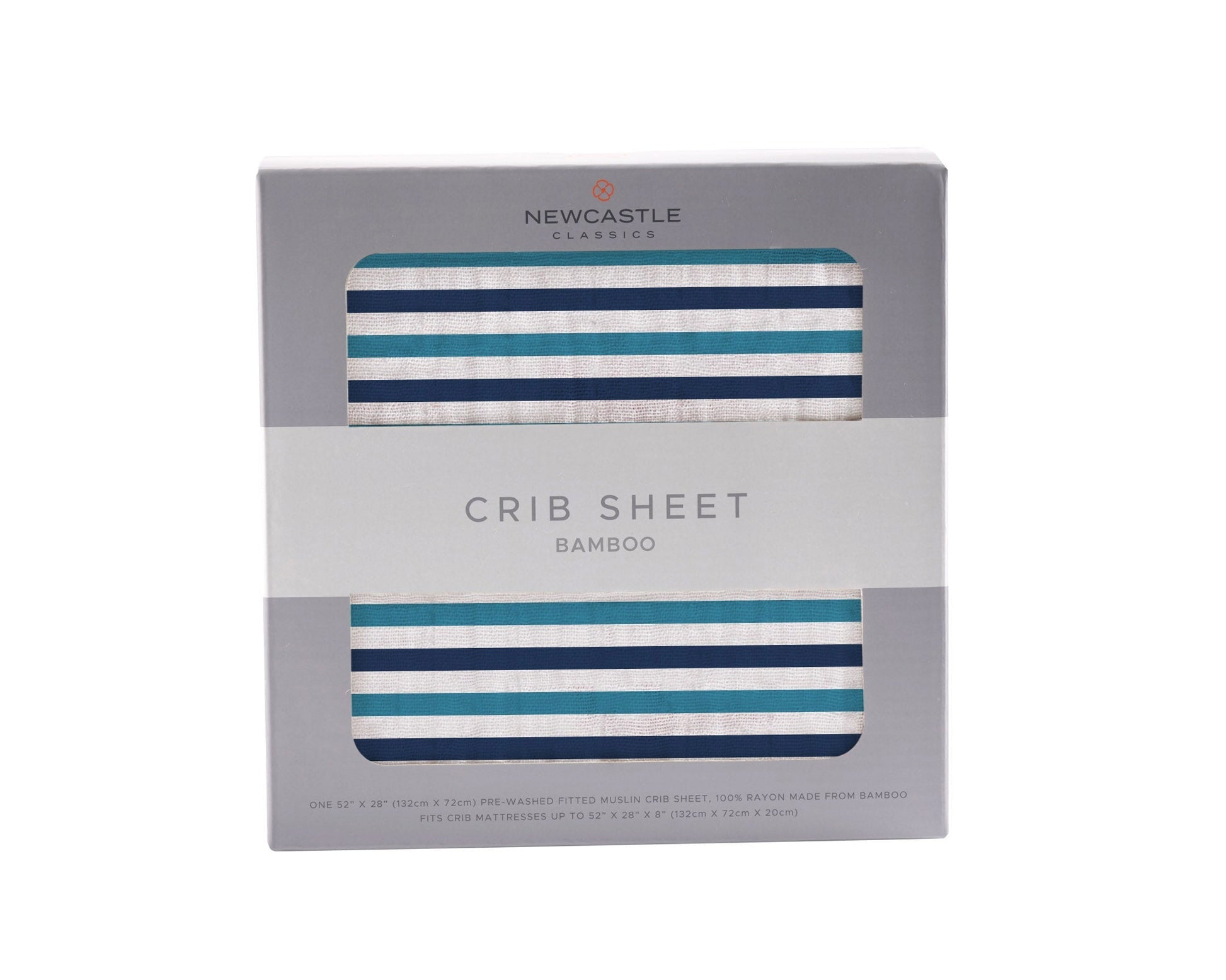 Blue and White Stripe Bamboo Crib Sheet-0