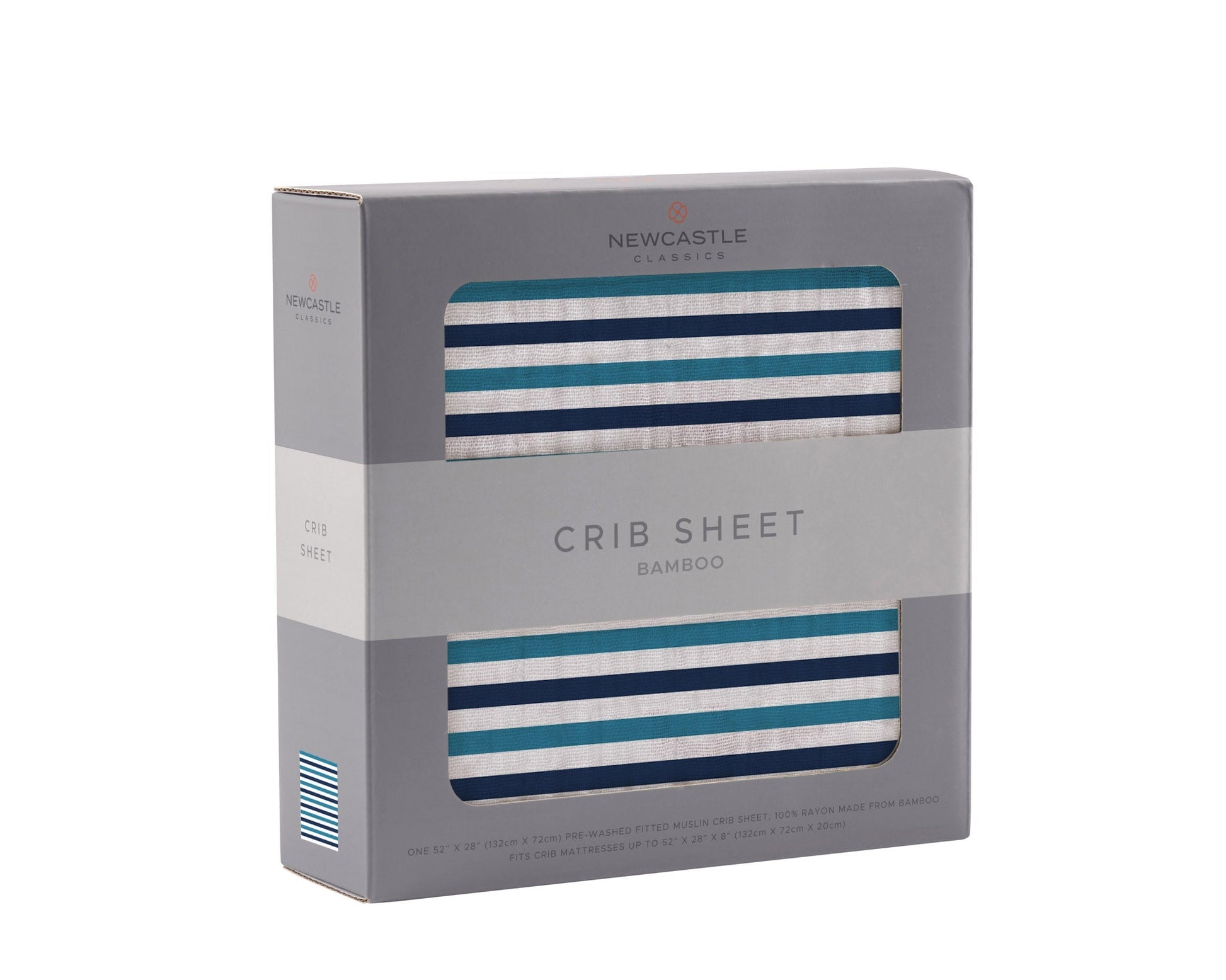 Blue and White Stripe Bamboo Crib Sheet-2