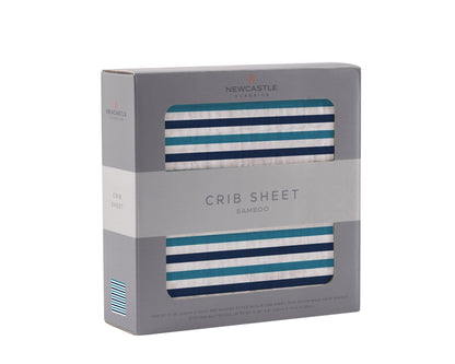 Blue and White Stripe Bamboo Crib Sheet-2