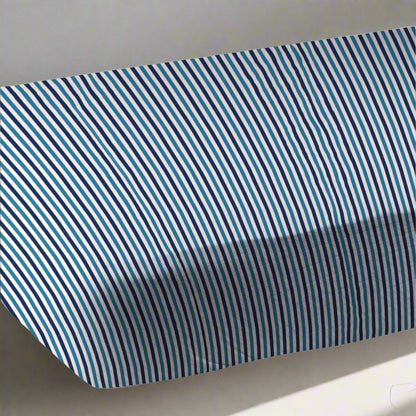 Blue and White Stripe Bamboo Crib Sheet-1