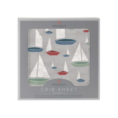 Marina Sailboats Bamboo Muslin Crib Sheet-0