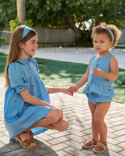 Embroidered Denim Boys Girls Familly Match Clothes