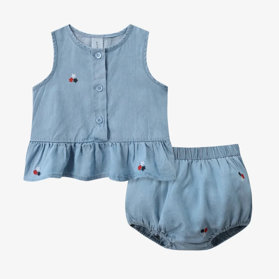 Embroidered Denim Boys Girls Familly Match Clothes