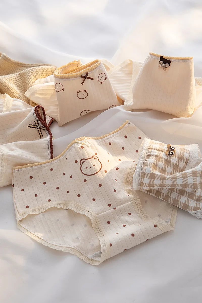 5Pcs/set Mid Waist Intimates Underpants