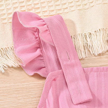 Summer Ruffle Sleeveless Square Neck Bow Romper