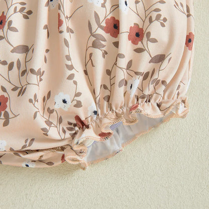 Newborn Infant Baby Girls Tie Strap Floral Print Romper