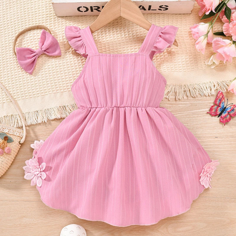 Summer Ruffle Sleeveless Square Neck Bow Romper