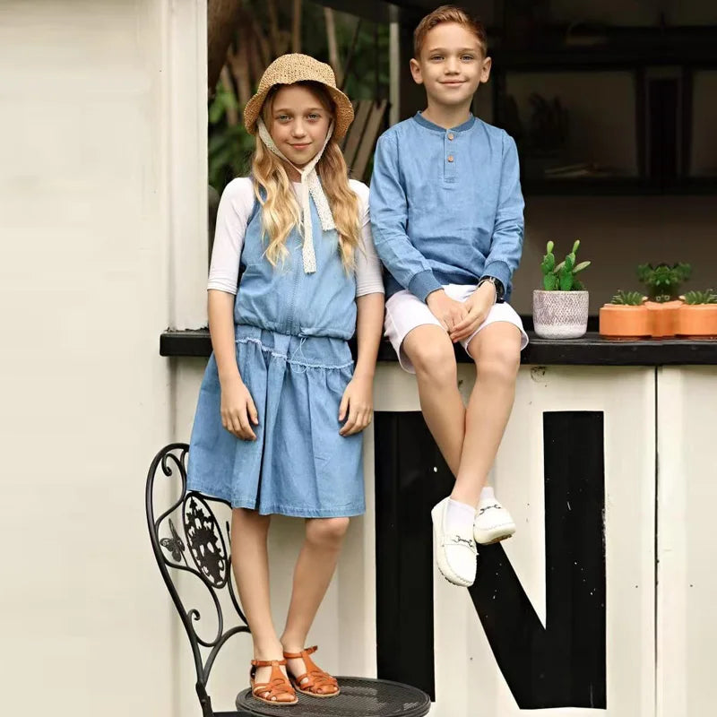 Summer Kid's T-Shirt Top Romper Skirt Set