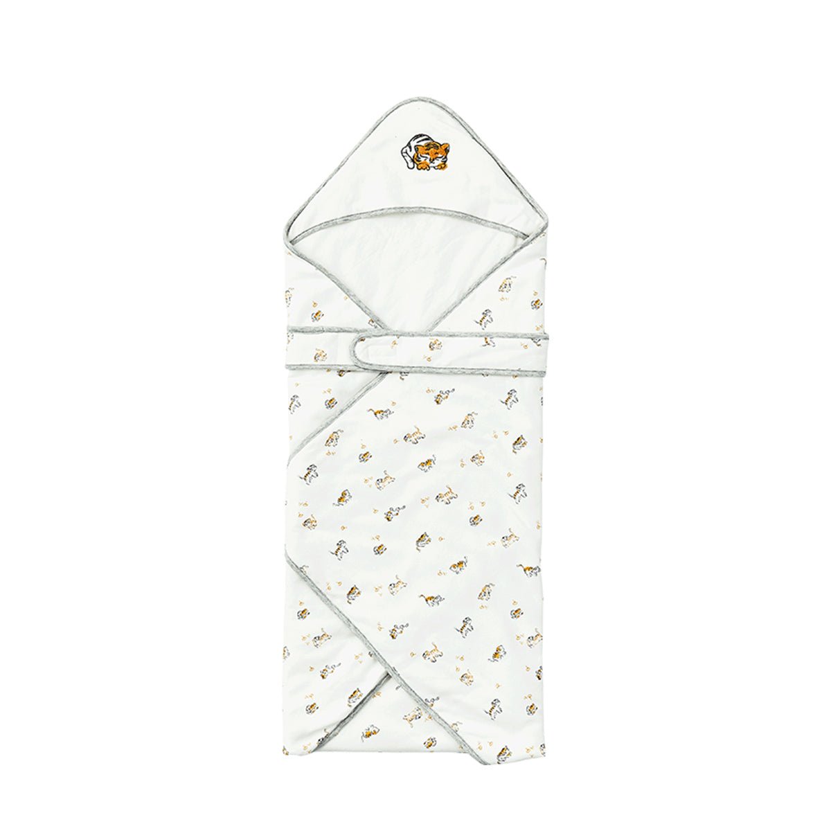 Lively Tiger Light Cotton Baby White Swaddle Wrap-3