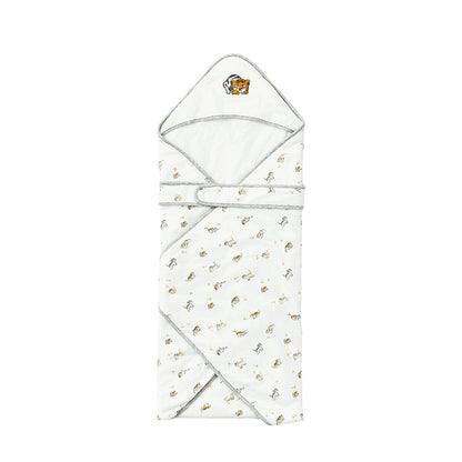 Lively Tiger Light Cotton Baby White Swaddle Wrap-3