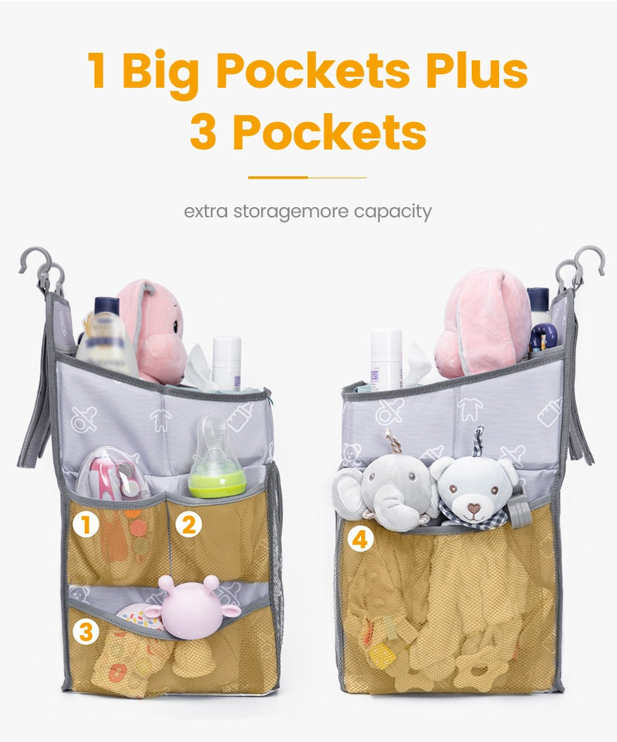 Baby Crib Hanging Storage Bag Portable Diaper Organizer Newborn Bedding Set  Foldable Nappy Bags Newborn Diaper Container-4