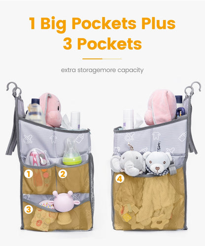 Baby Crib Hanging Storage Bag Portable Diaper Organizer Newborn Bedding Set  Foldable Nappy Bags Newborn Diaper Container-4