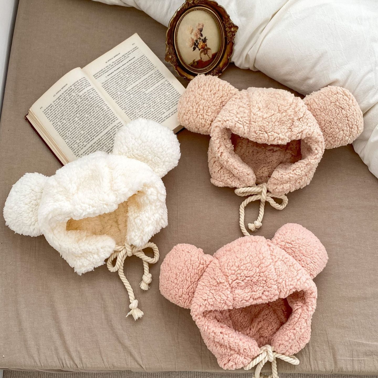 Winter Infant Baby Boys And Girls Solid Fluffy Thermal Hats-0