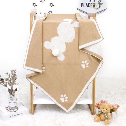 Baby Cartoon Rabbit & Footprints Embroidered Graphic 3D Tail Blanket-7