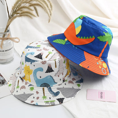 Baby Boy Cartoon Animal & Cactus Pattern Sunshade Bowl Hats-0