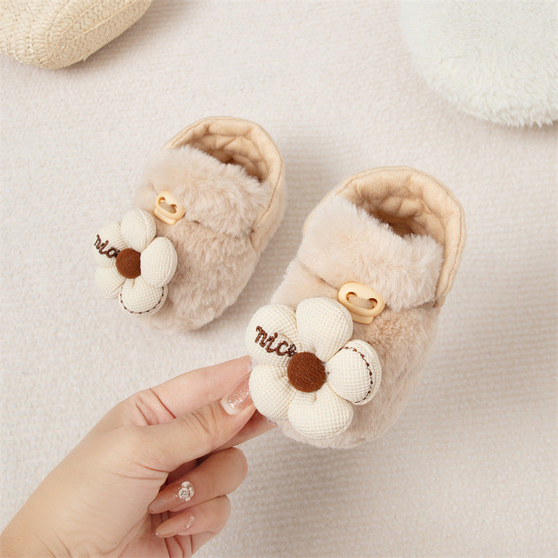 Winter Arrival Baby Animals Cartoon Pattern Anti-slip Fleece-lined Toddler Cotton Shoes-3